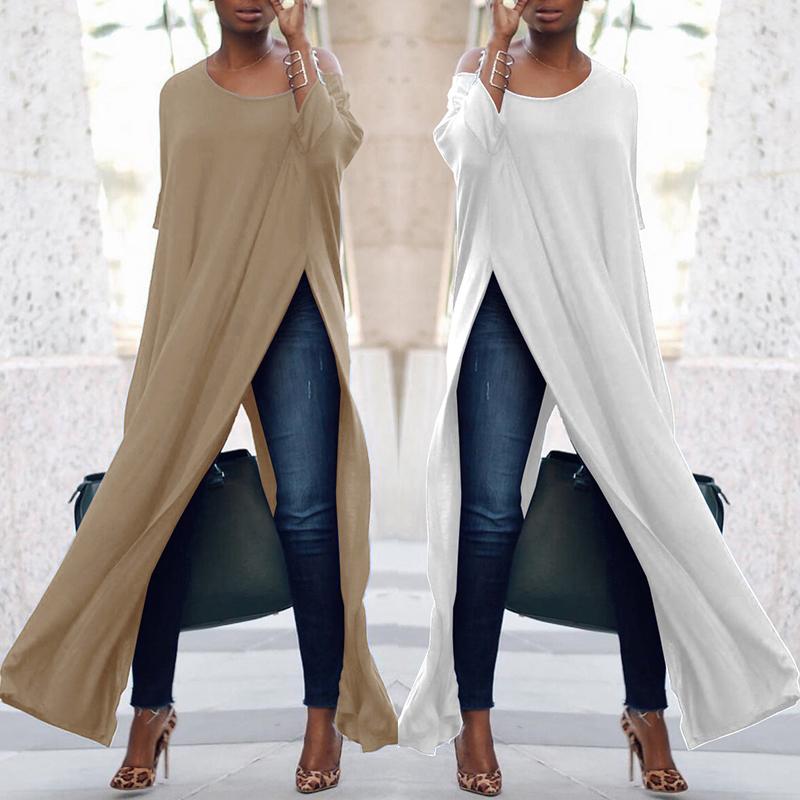 Stylish Solid High Slit Casual Blouse