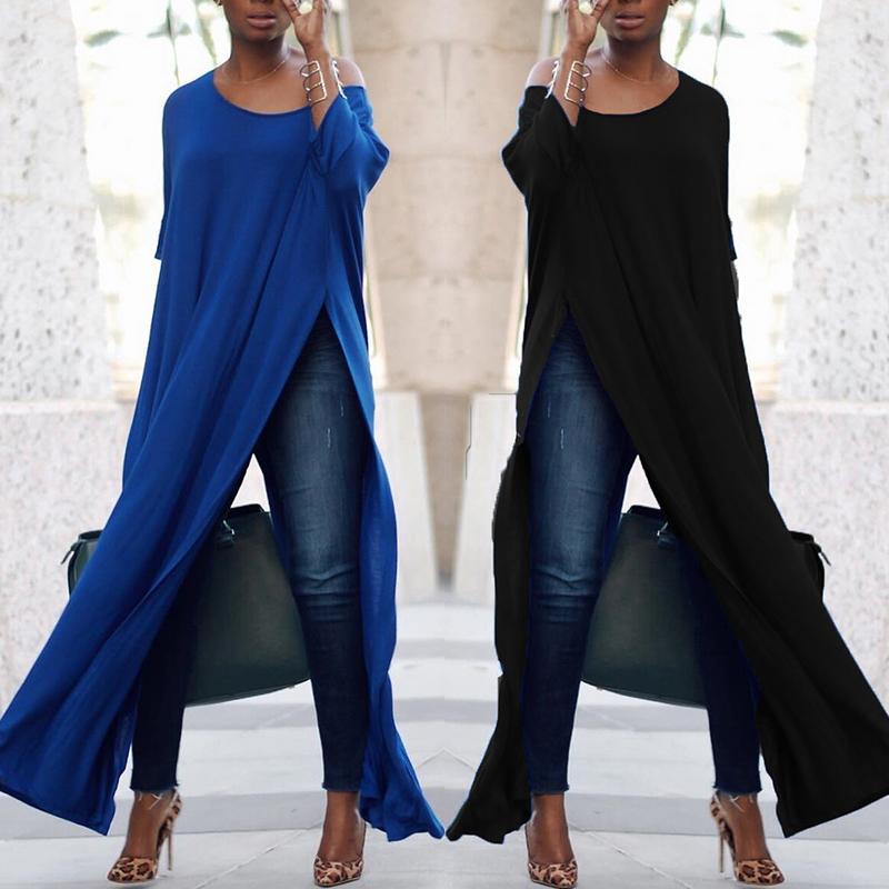 Stylish Solid High Slit Casual Blouse