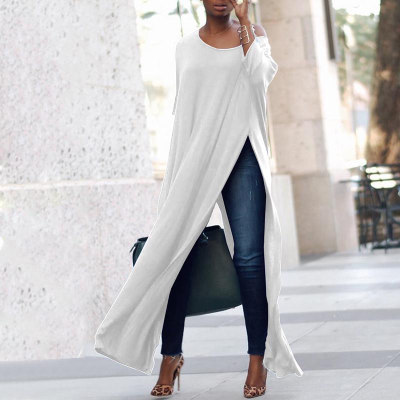 Stylish Solid High Slit Casual Blouse