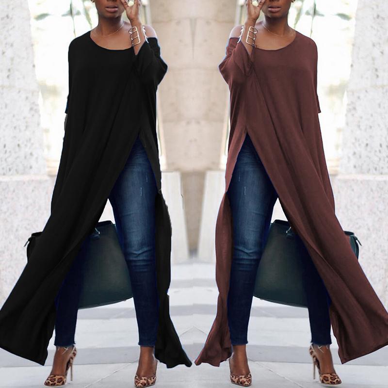 Stylish Solid High Slit Casual Blouse