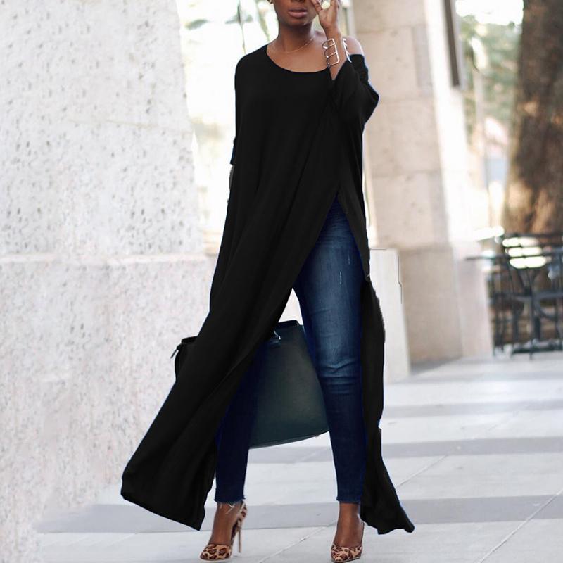 Stylish Solid High Slit Casual Blouse