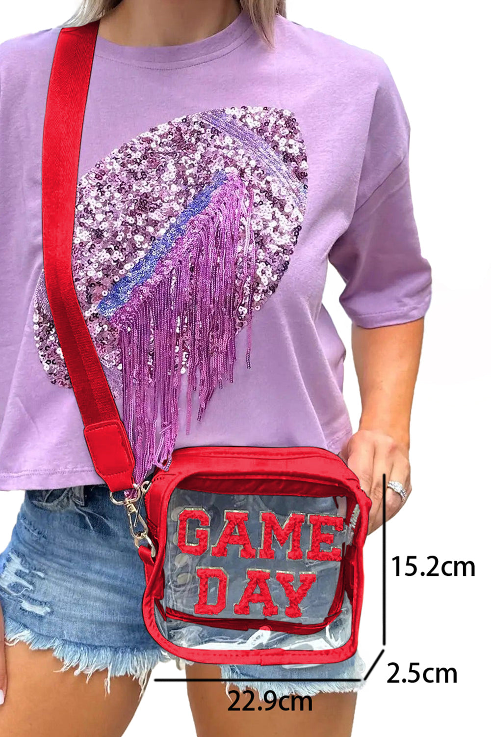 Fiery Red GAME DAY Rugby Football Clear Shoulder Bag