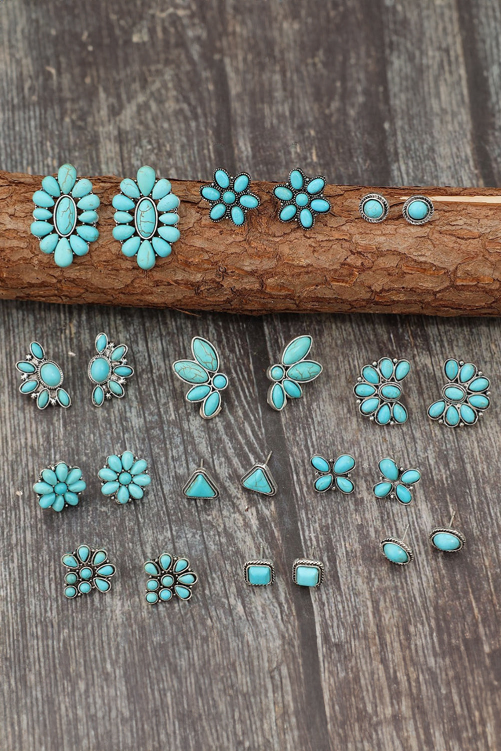 Turquoise Boho Turquoise Inlay Stud Earrings Set