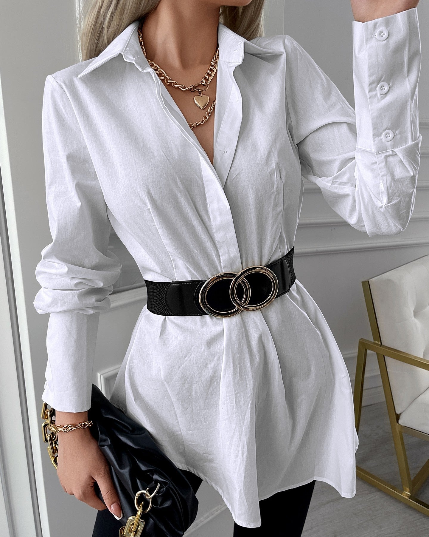 Plain Lantern Sleeve Asymmetrical Top