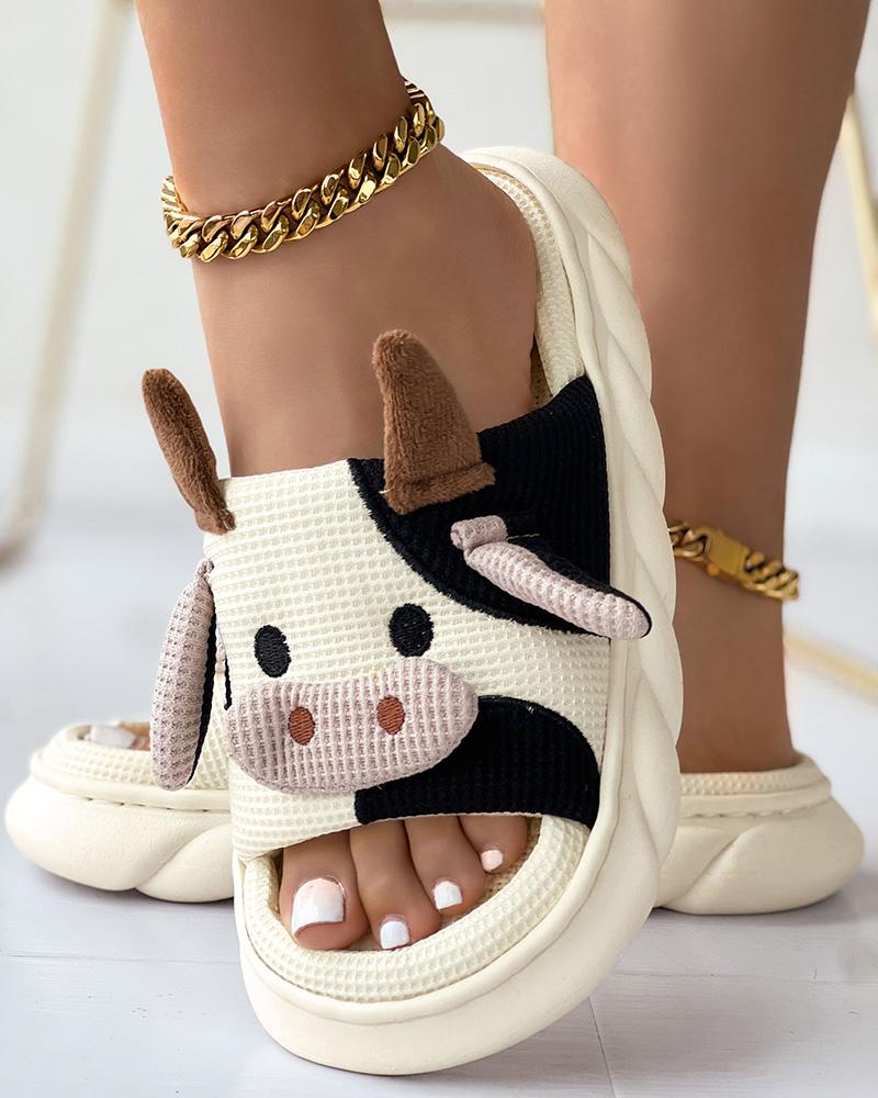 Cartoon Cow Shaped Four Seasons Casual Slippers