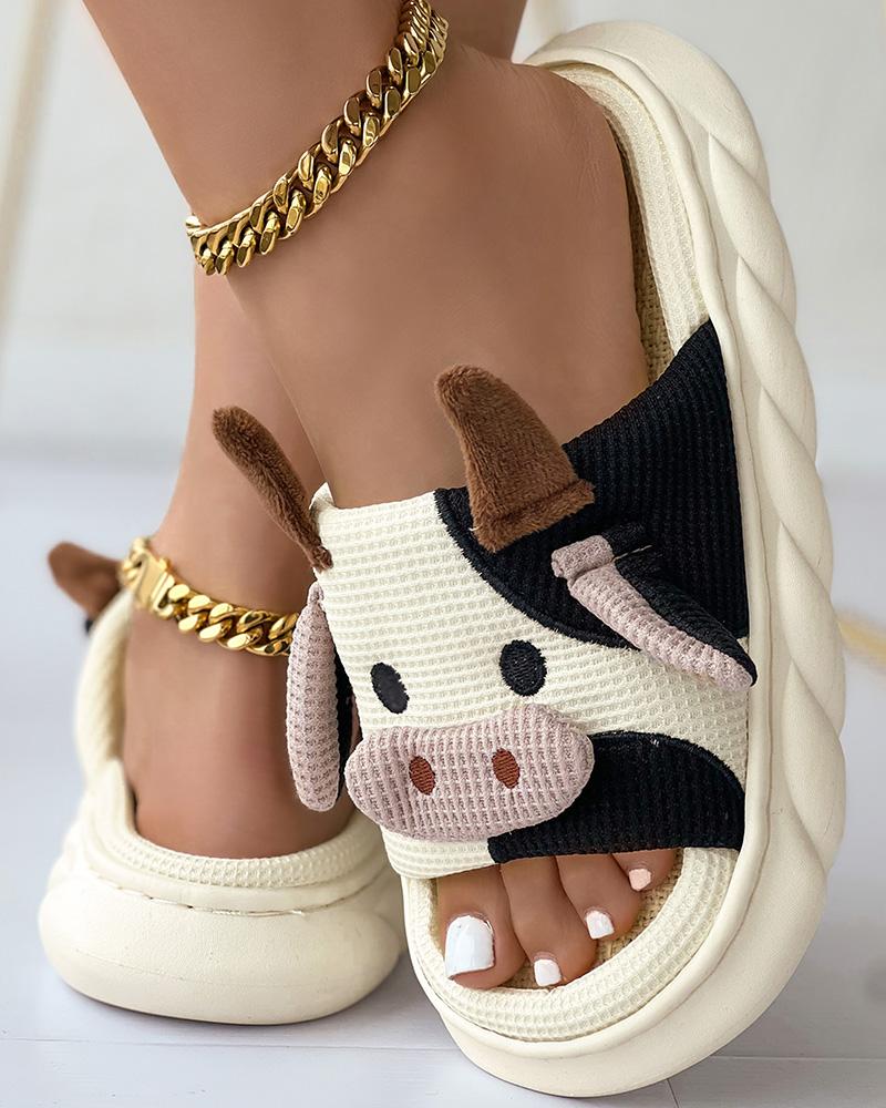 Cartoon Cow Shaped Four Seasons Casual Slippers