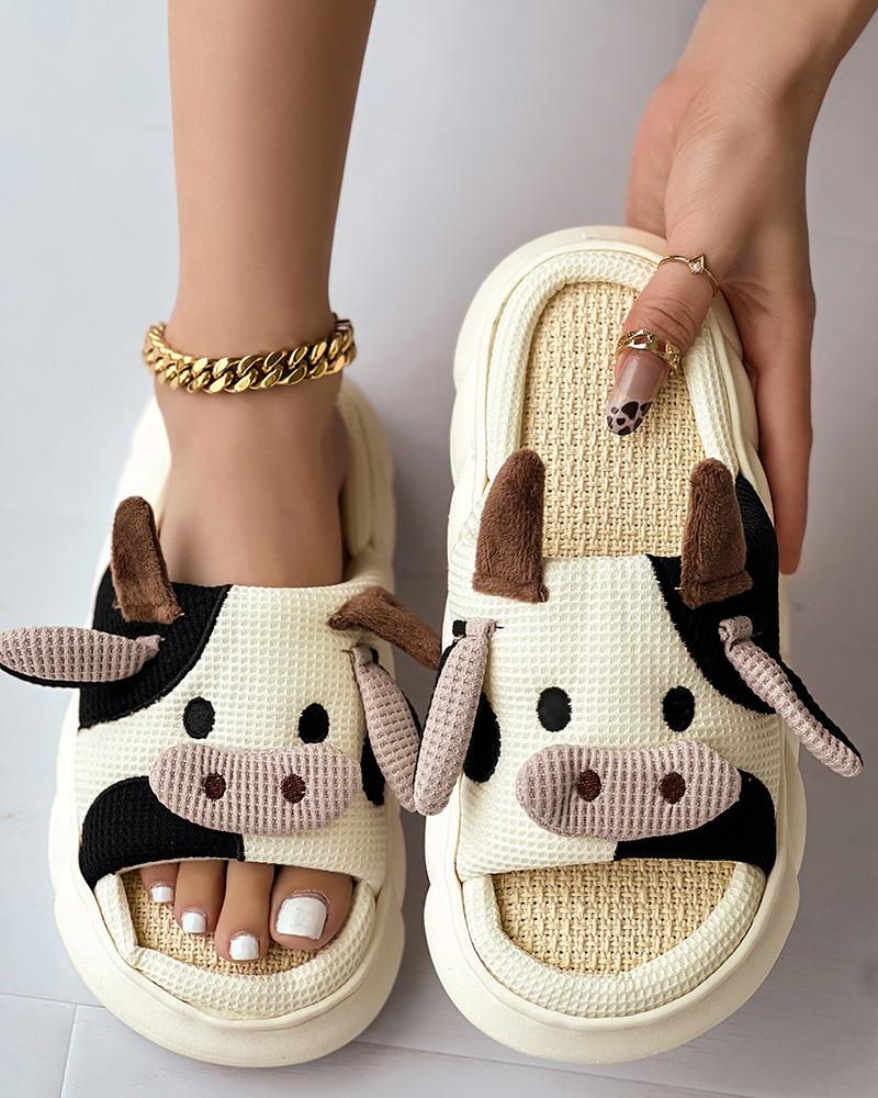 Cartoon Cow Shaped Four Seasons Casual Slippers