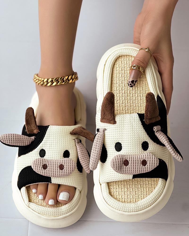 Cartoon Cow Shaped Four Seasons Casual Slippers