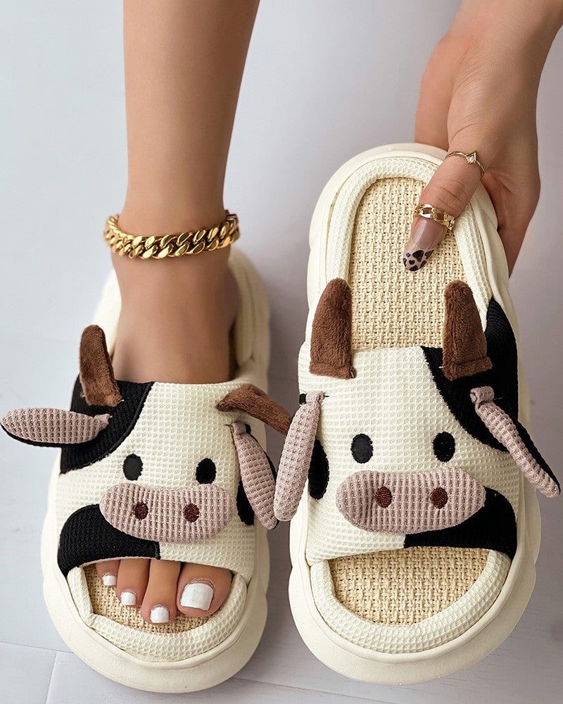 Cartoon Cow Shaped Four Seasons Casual Slippers