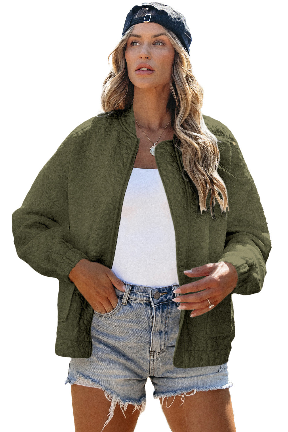 Jungle Green Floral Quilted Jacket