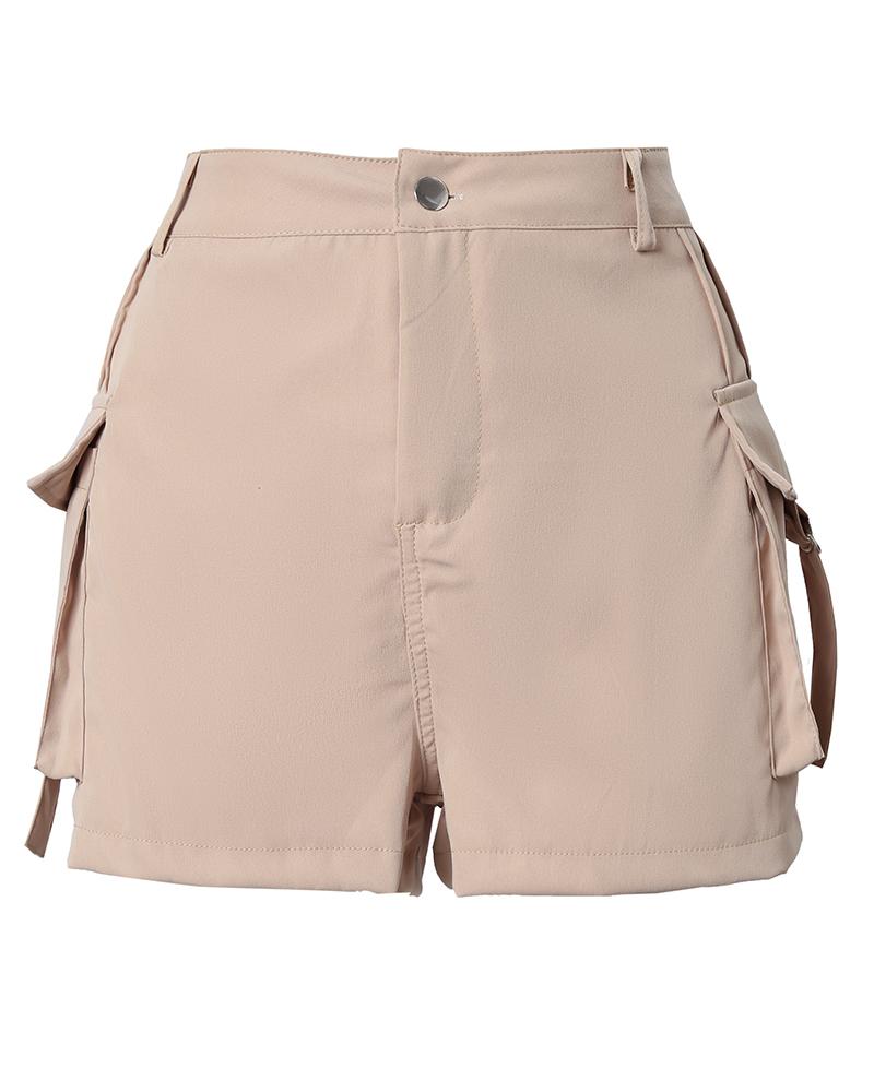 Pocket Design High Waist Shorts