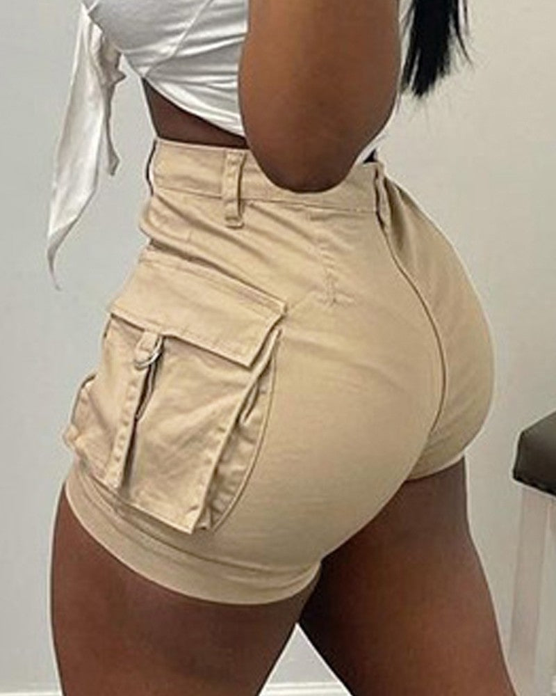 Pocket Design High Waist Shorts