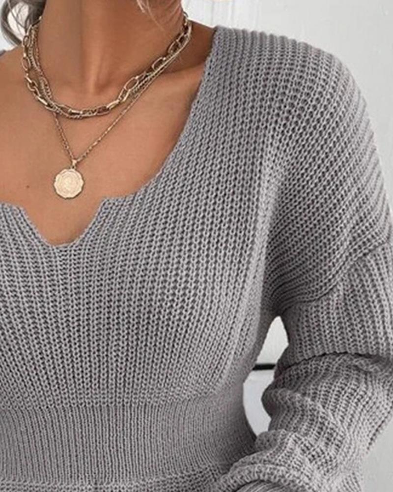 Lantern Sleeve Chunky Knit Sweater