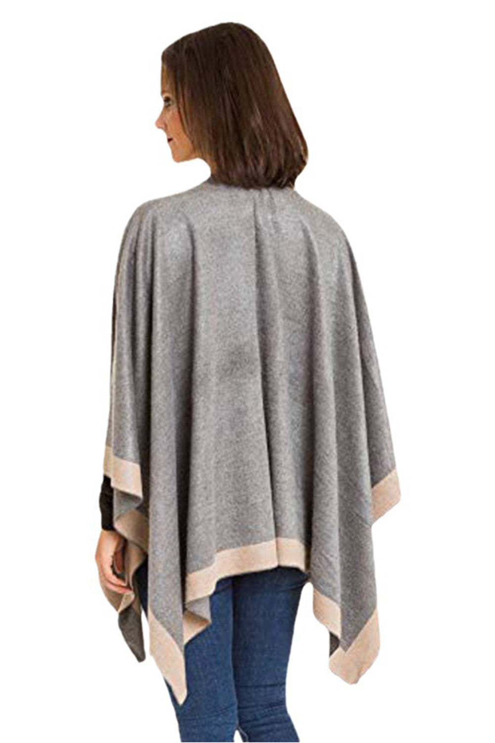 Dark Grey Color Block Wrap Shawl