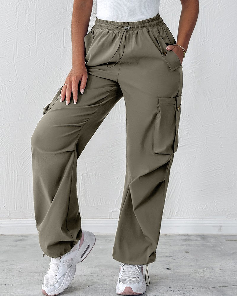 Drawstring Pocket Design Cargo Pants