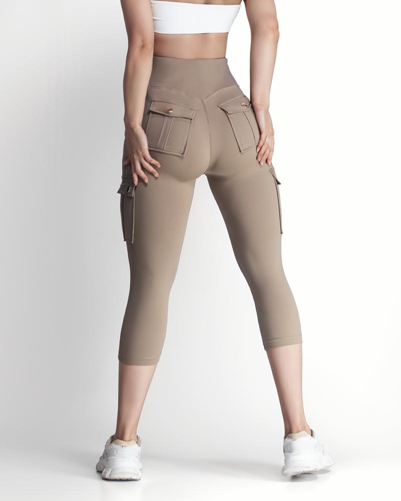 Pocket Design High Waist Sports Active Pants