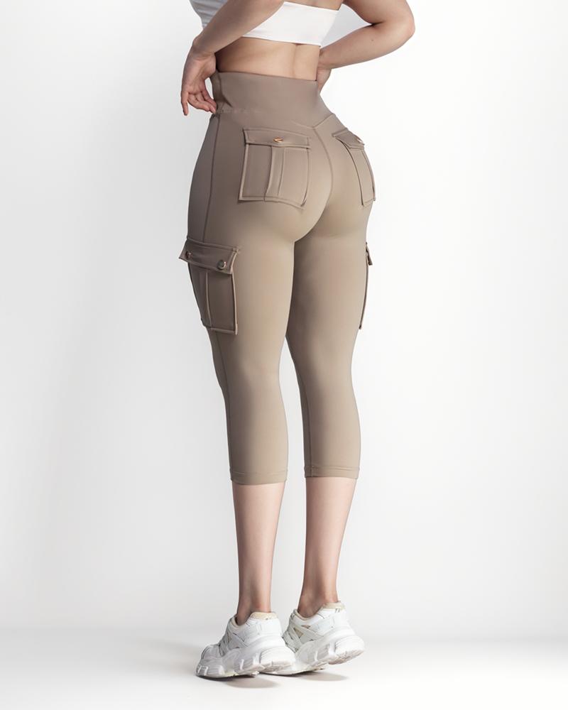 Pocket Design High Waist Sports Active Pants