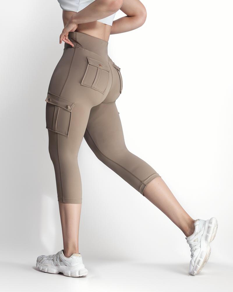 Pocket Design High Waist Sports Active Pants