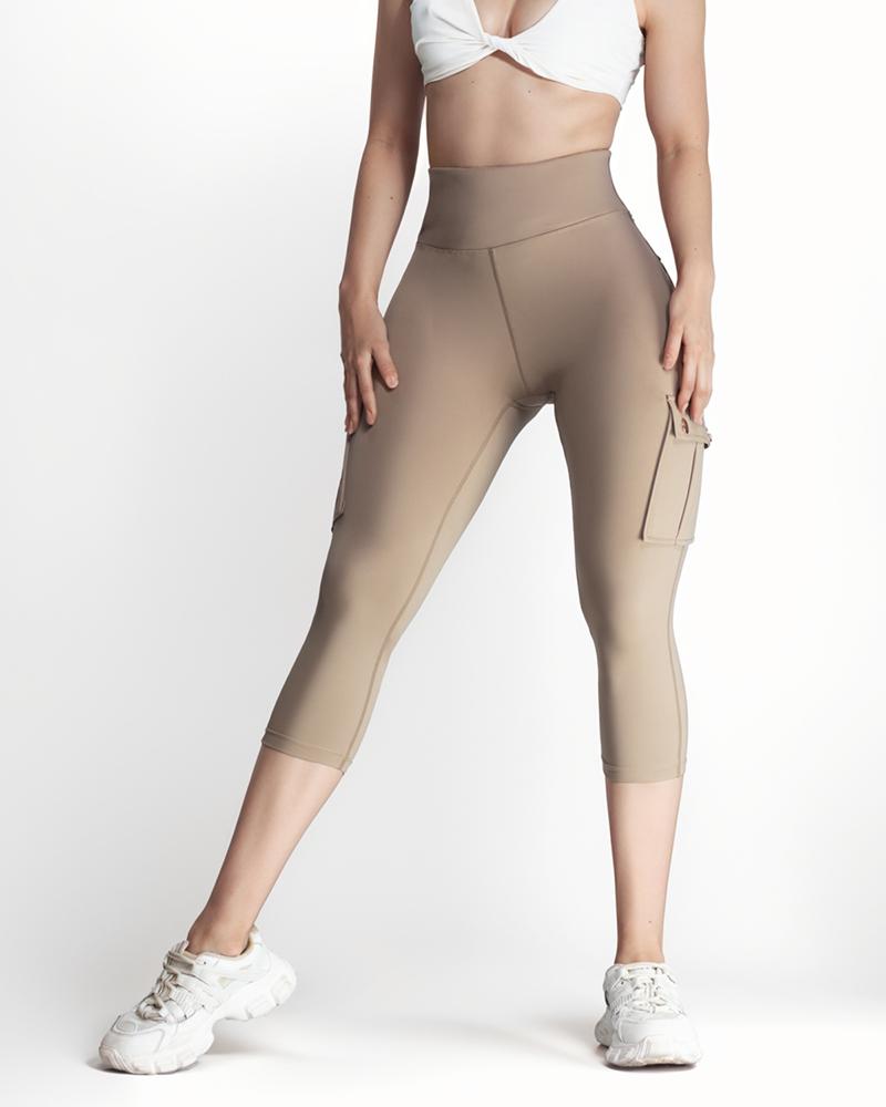 Pocket Design High Waist Sports Active Pants