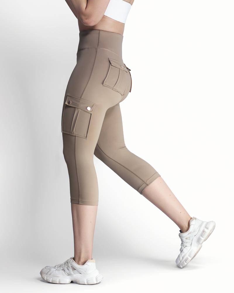 Pocket Design High Waist Sports Active Pants