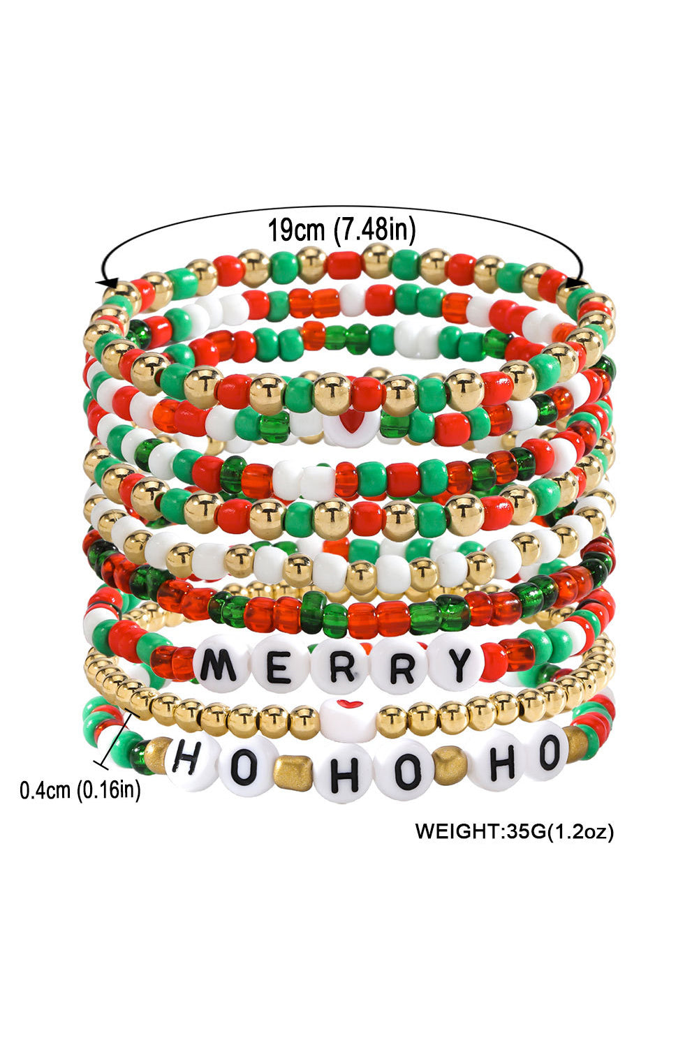 Fiery Red HO HO HO MERRY Beaded Multi-Layer Bracelet