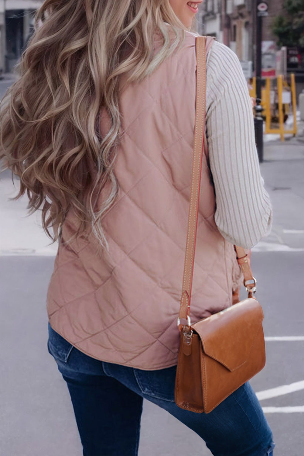 Pink Fleece Lined Quilted Vest Coats