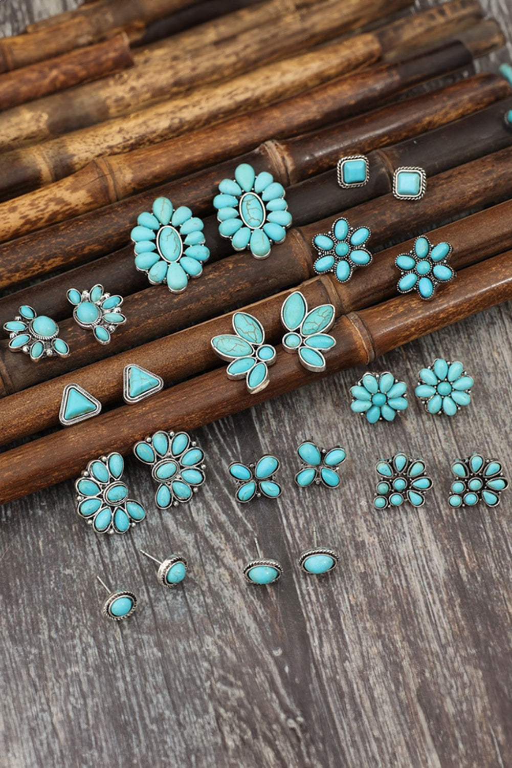 Turquoise Boho Turquoise Inlay Stud Earrings Set