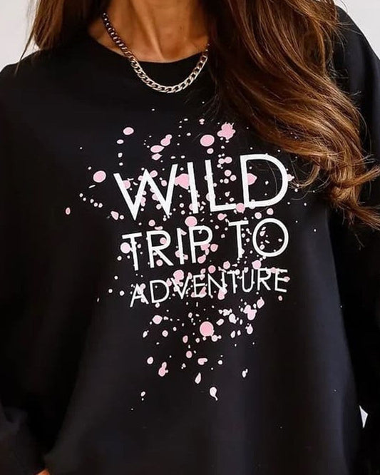 Ink Splash Letter Print Long Sleeve Sweatshirt