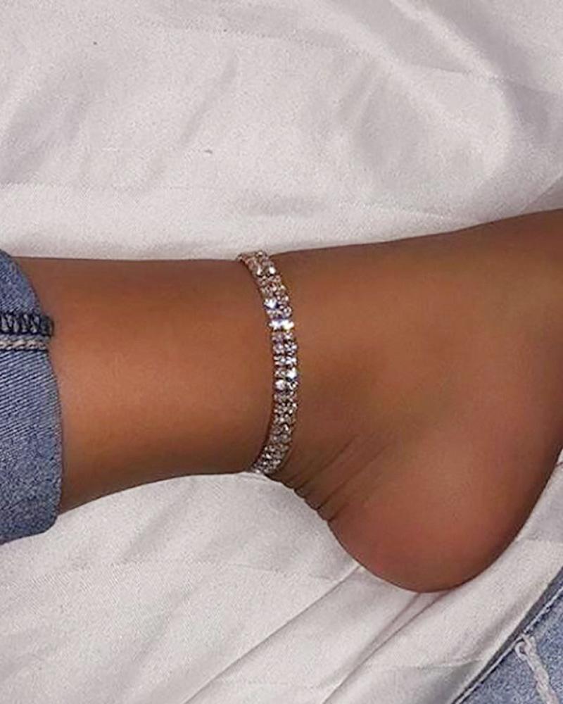 Elastic Sparkling Rhinestone Decor Anklet