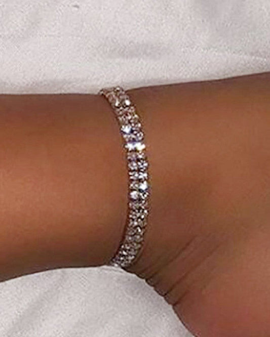 Elastic Sparkling Rhinestone Decor Anklet