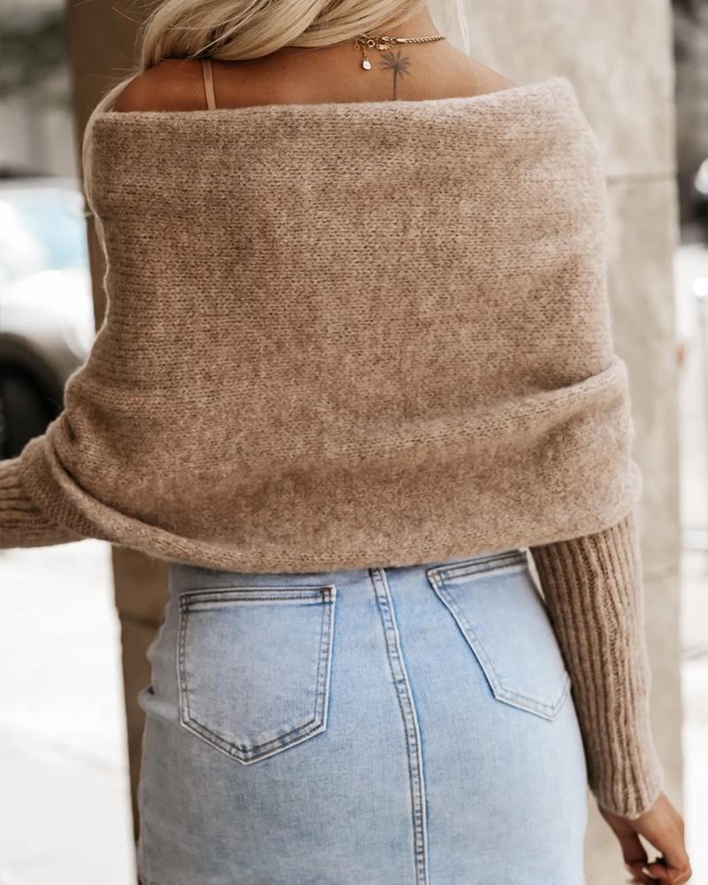 Off Shoulder Crisscross Wrap Knit Sweater