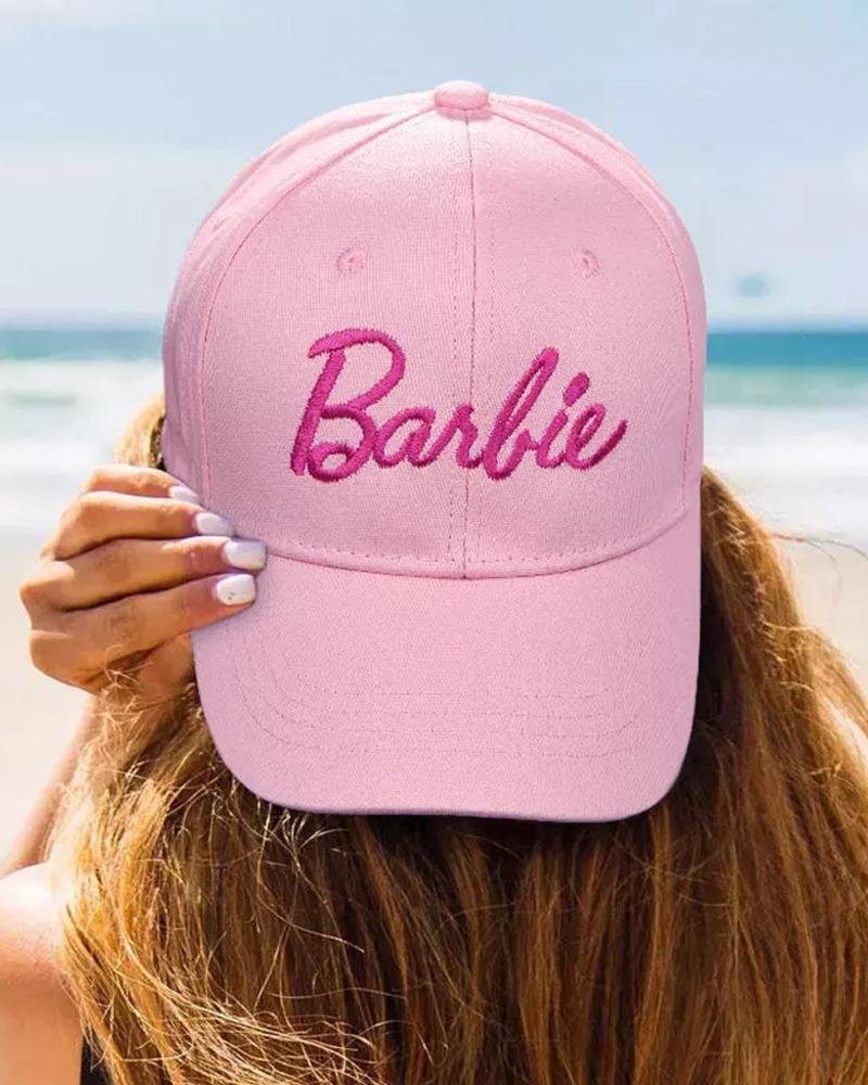 Sweet Barbie Letter Embroidery Adjustable Strap Baseball Cap