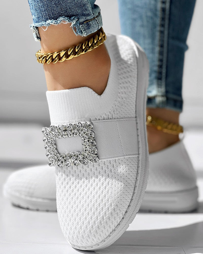 Rhinestone Decor Breathable Casual Slip On