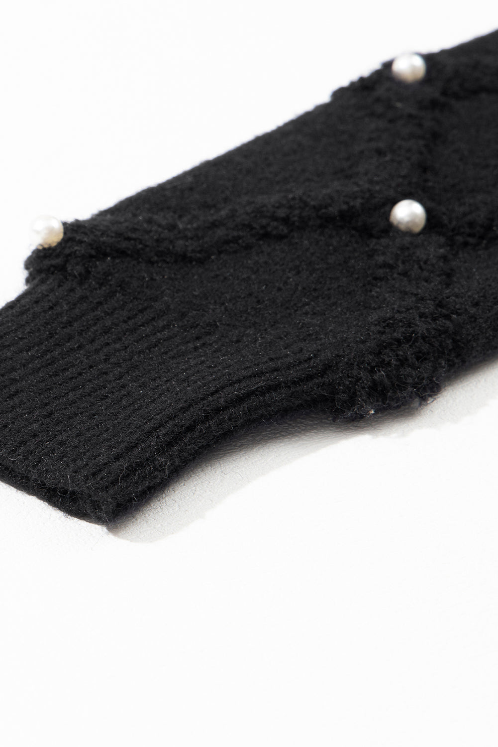 Black Pearl Embellished Rhombus Pattern Sweater