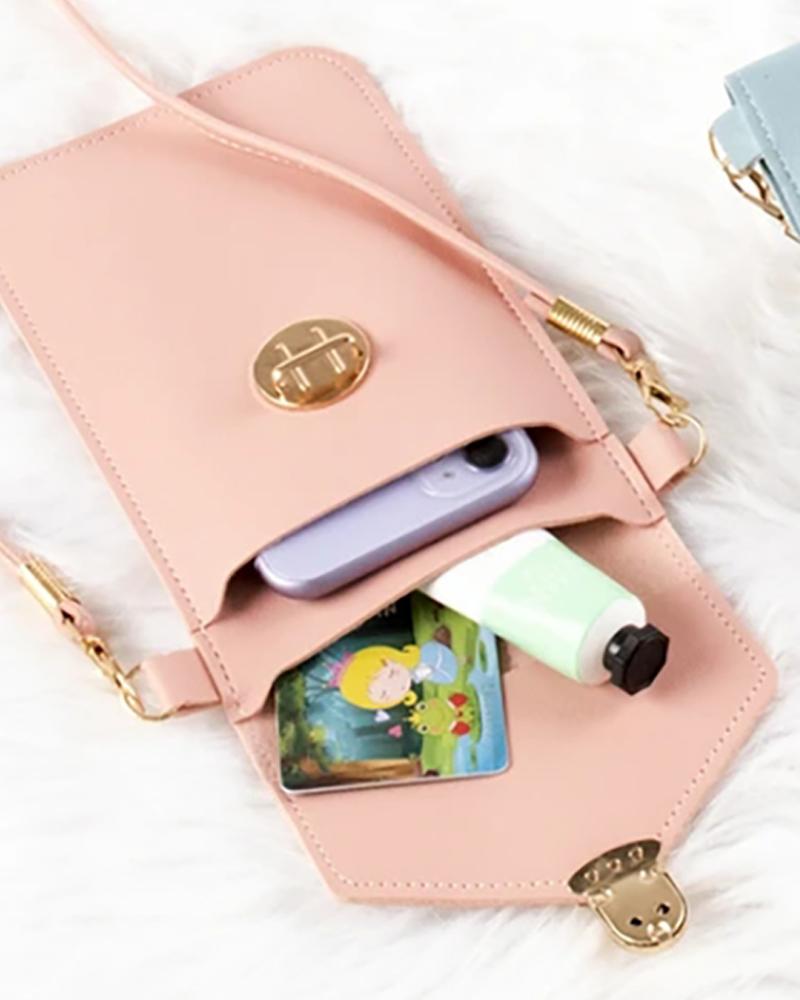 Buckled Touchable PU Leather Visible Change Bag