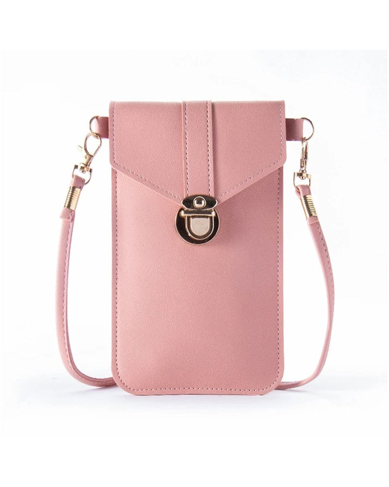 Buckled Touchable PU Leather Visible Change Bag