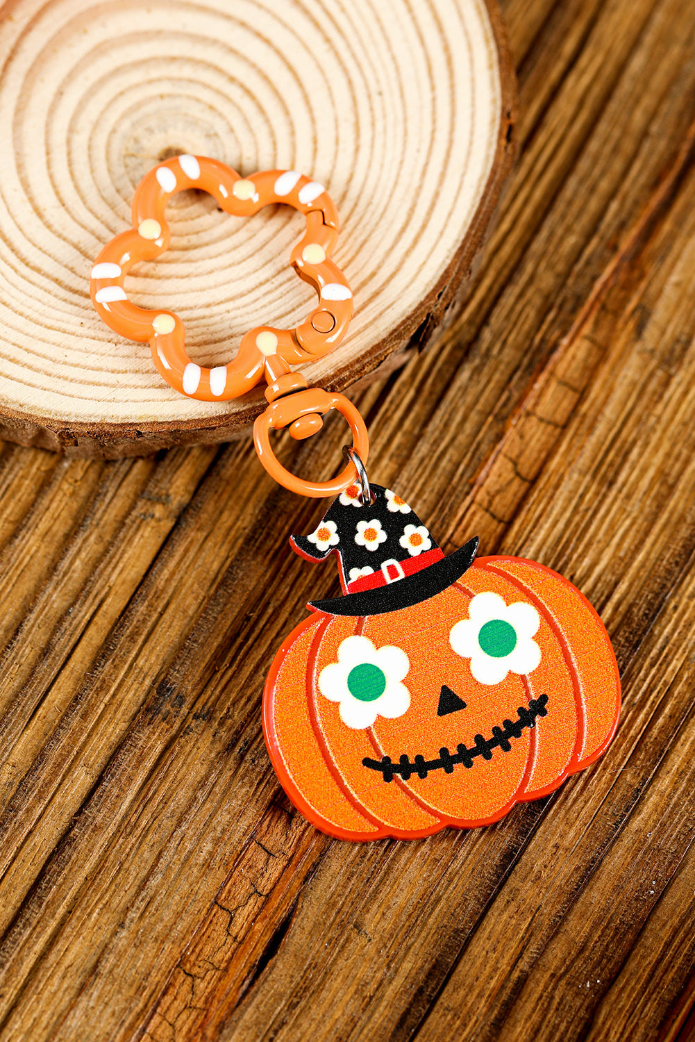 Carrot Acrylic Witch Pumpkin Face Halloween Keychain