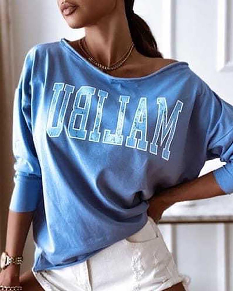 Letter Print Long Sleeve Casual Sweatshirt