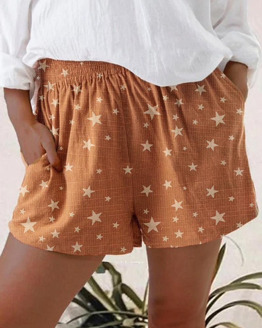 Star Print Waistband Shorts