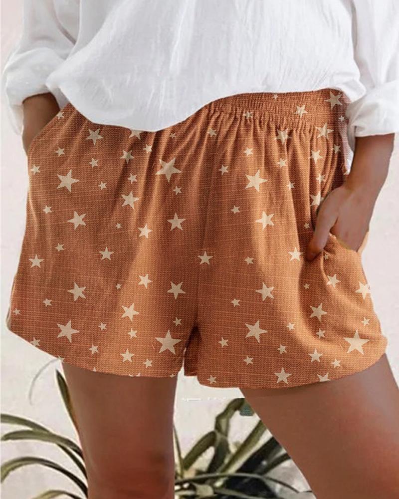 Star Print Waistband Shorts