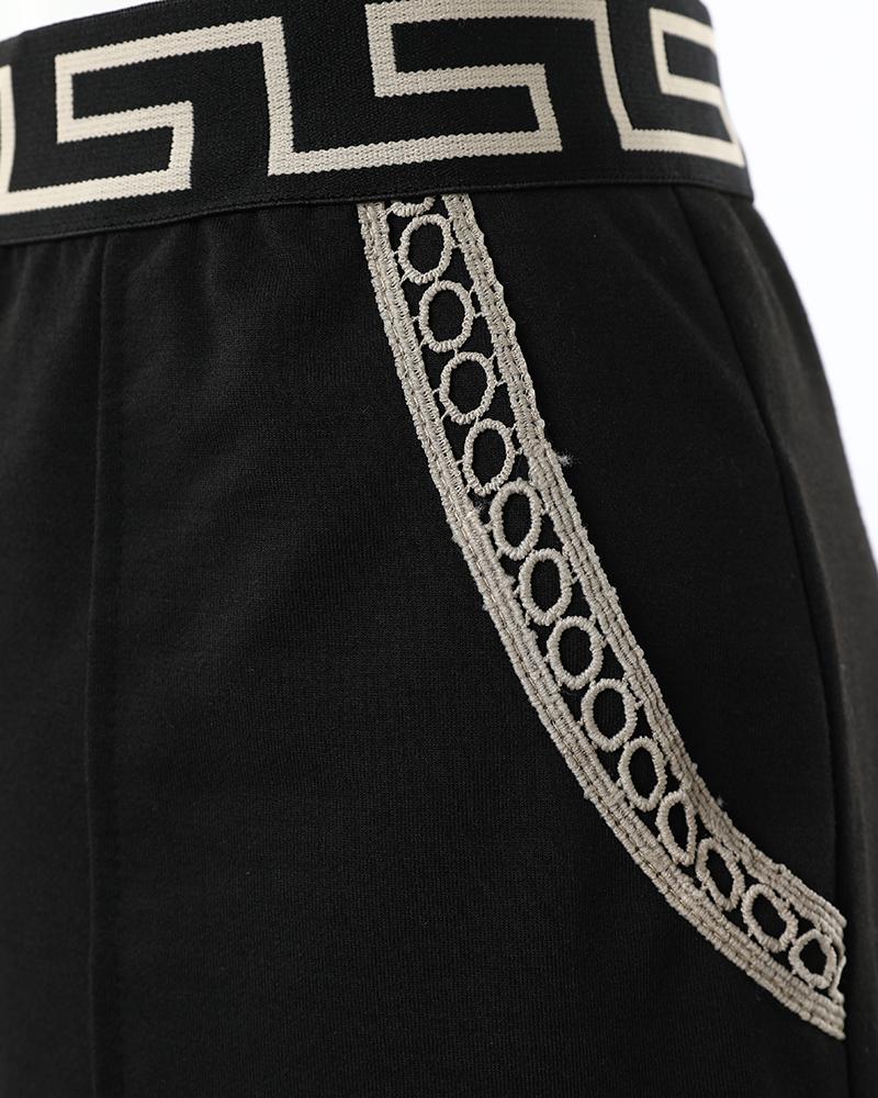 Geo Tape Patch Lace Trim Shorts