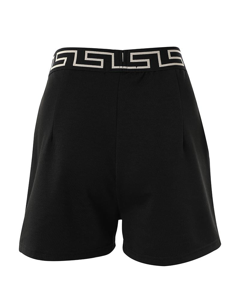 Geo Tape Patch Lace Trim Shorts