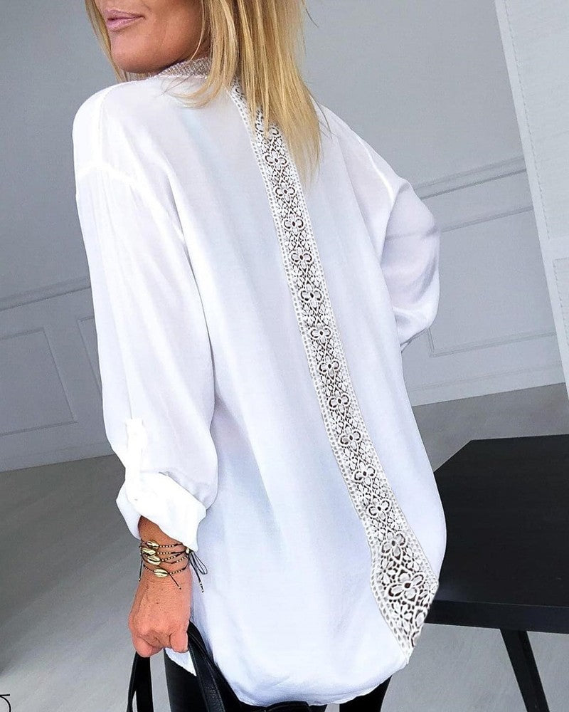 Lace Sequin Patch Long Sleeve Top