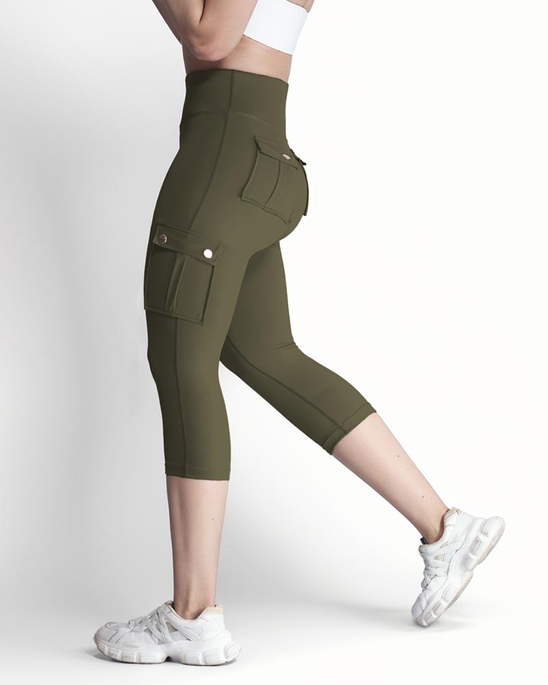 Pocket Design High Waist Sports Active Pants