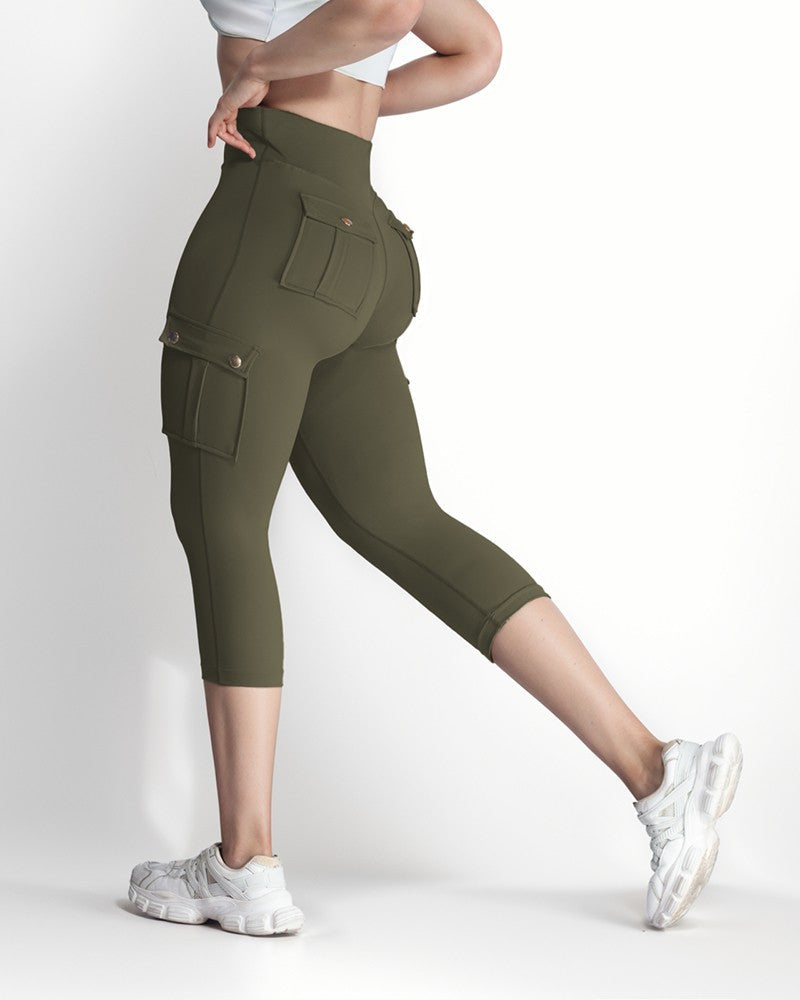 Pocket Design High Waist Sports Active Pants