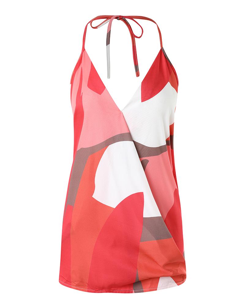 All Over Print Halter Wrap Tank Top