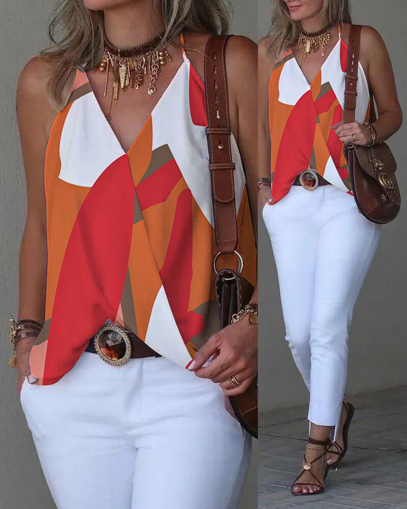 All Over Print Halter Wrap Tank Top