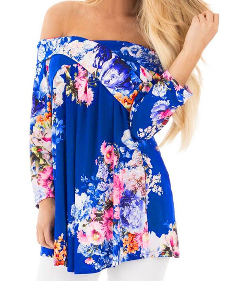 Stylish Floral Off Shoulder Casual Blouse