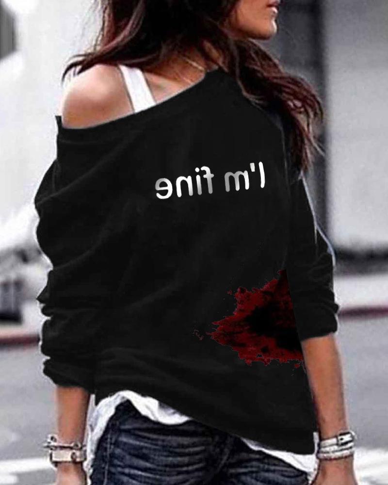 Halloween Letter Blood Print Long Sleeve Sweatshirt