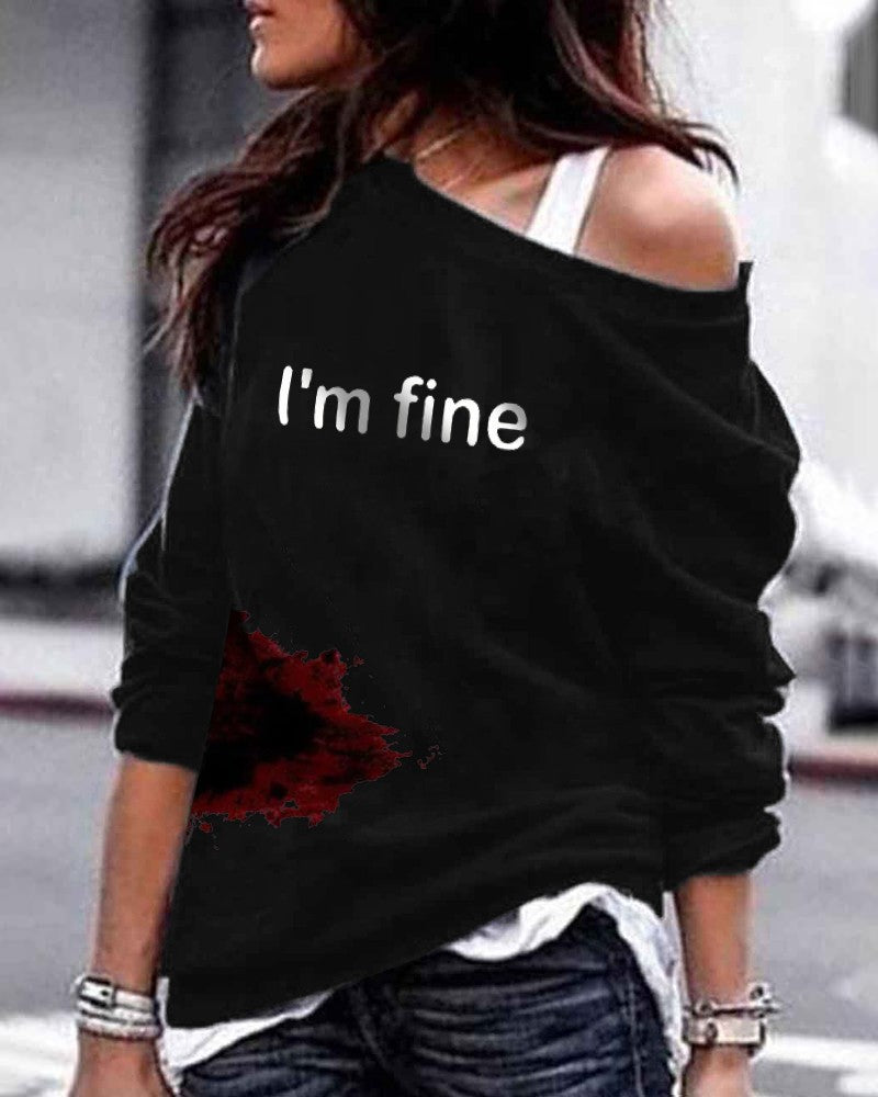 Halloween Letter Blood Print Long Sleeve Sweatshirt